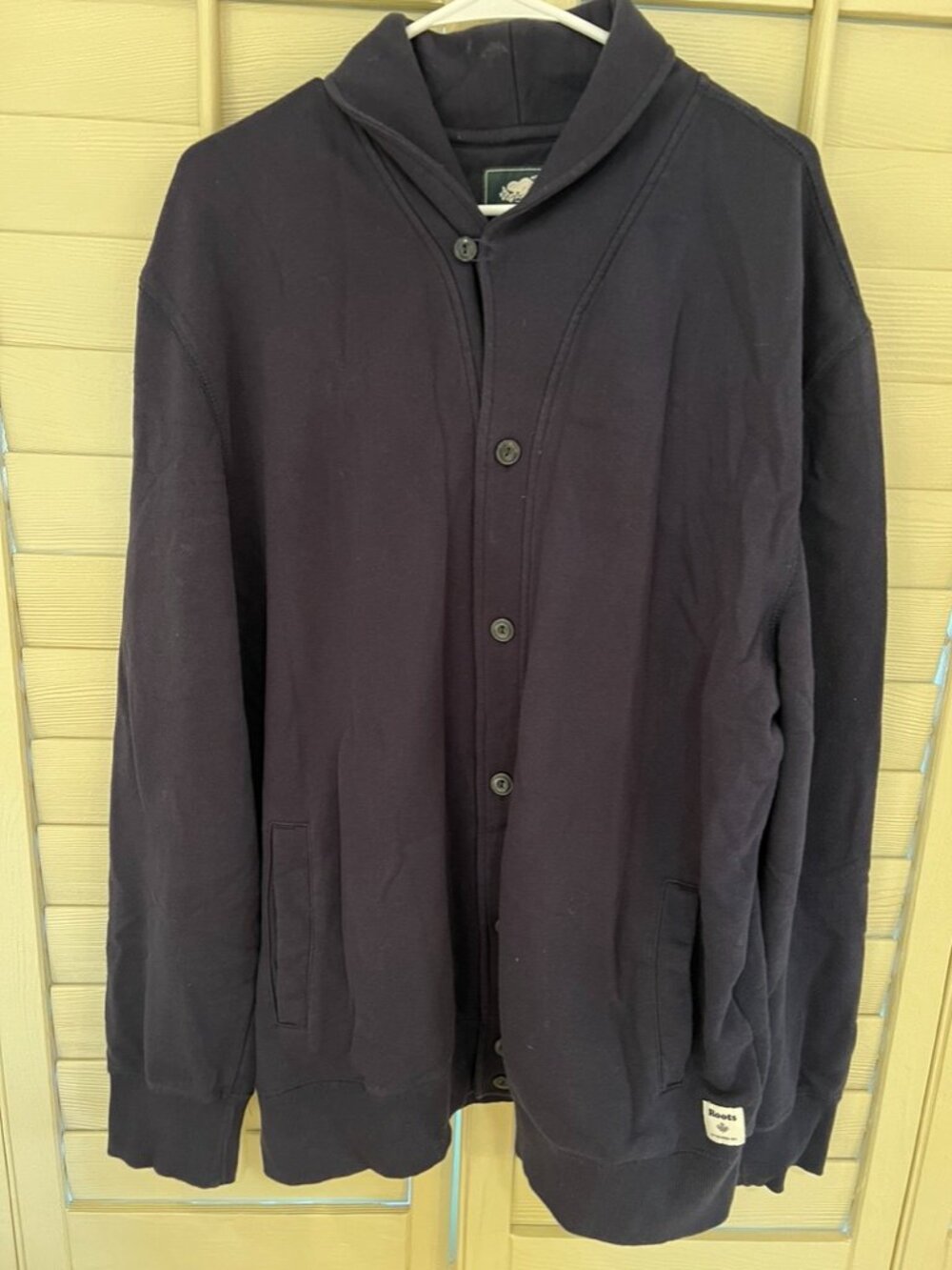Roots Canada Mens Cardigan Sweater Shawl Collar XXL/TTG Navy